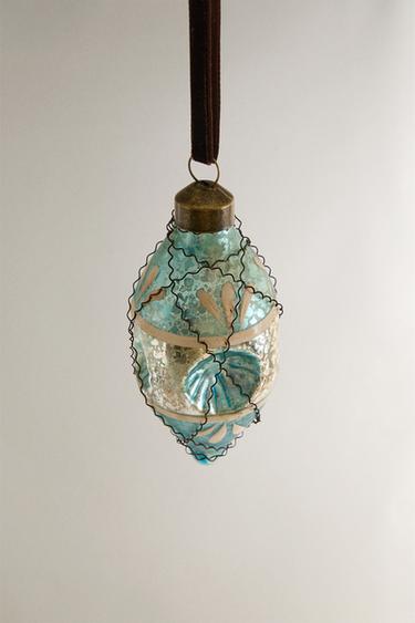 RETRO BAUBLE CHRISTMAS TREE DECORATION - Light blue by Zara - Image 1