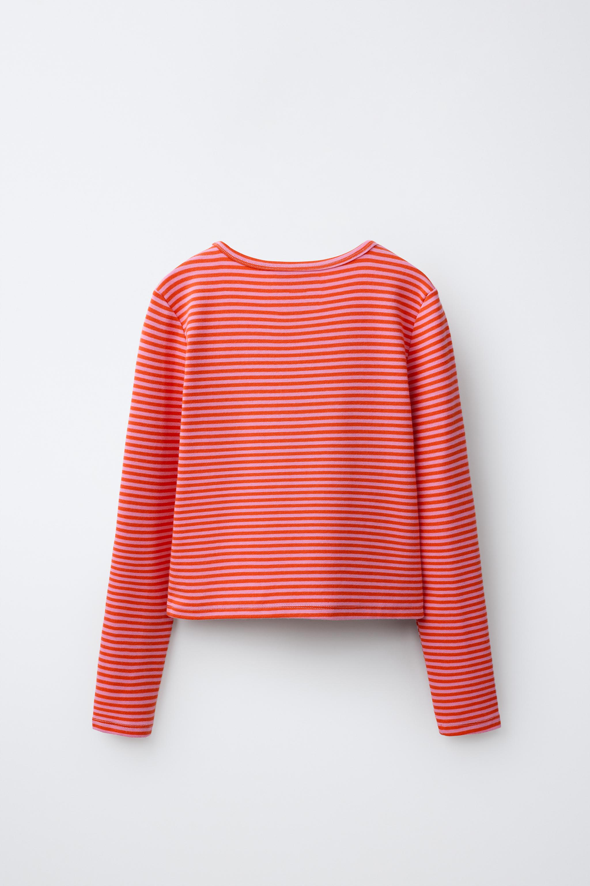 0FR. PARIS X ZARA STRIPED MODAL T-SHIRT - Red | ZARA United States