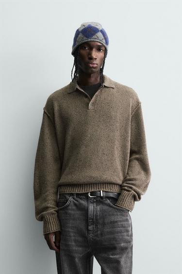 بولو محاك بقصة مريحة - بني الخاص بـ Zara