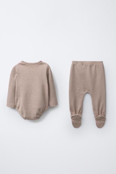 MELANGE BODY AND LEGGINGS SET - Brown marl by Zara - Image 1