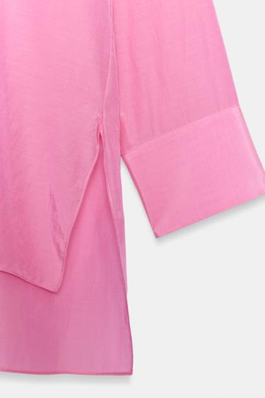 BLOUSE FLUIDE À NŒUDS ZW COLLECTION - Rose chewing-gum de Zara - Image 10