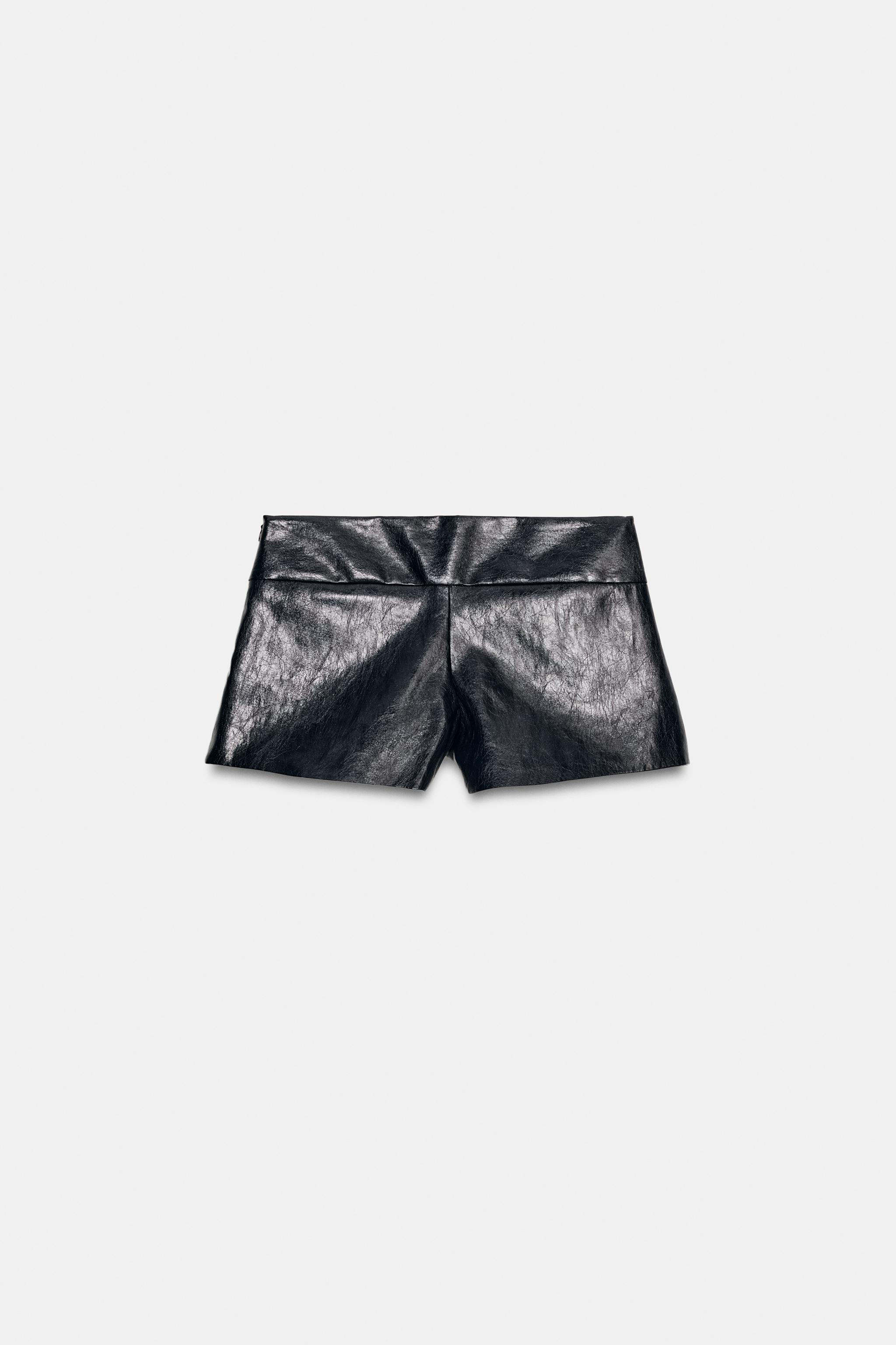 Zara Süni Deri Mini Şort görsel 8