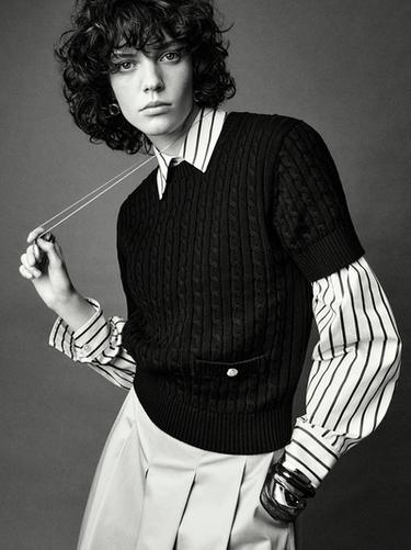 Jersey punto trenzado manga corta - Marino de Zara