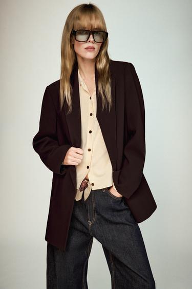 CHAQUETA CUELLO SOLAPA - Crema de Zara