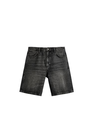 RELAXED FIT DENIM BERMUDA SHORTS - Dark grey by Zara