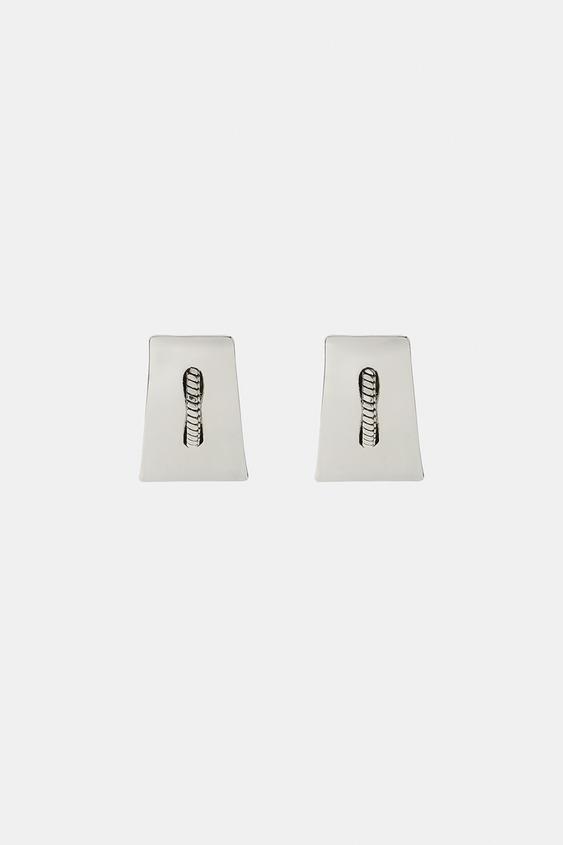 CORD METAL EARRINGS - Silver by Zara - Image 0