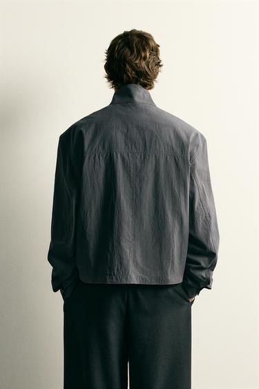 FLOWING CROPPED FIT JACKET - Anthracite grey by Zara