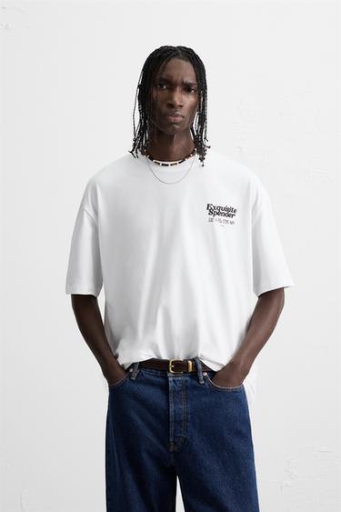 T-SHIRT WITH RAISED PRINTS - White by Zara