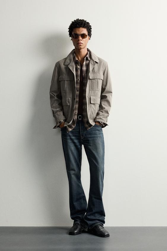 Zara RELAXED FIT UTILITY POCKET JACKET - Mink - Image 0