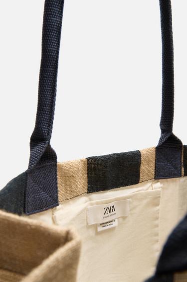 STRIPED SHOPPER BAG - Navy blue by Zara - Image 7