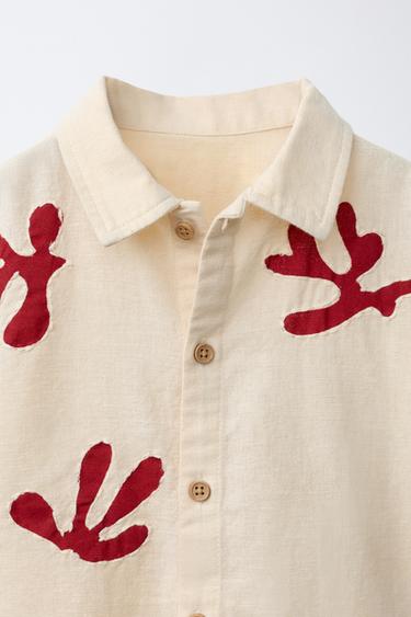 CHEMISE EN LIN BRODÉE - Écru de Zara - Image 2