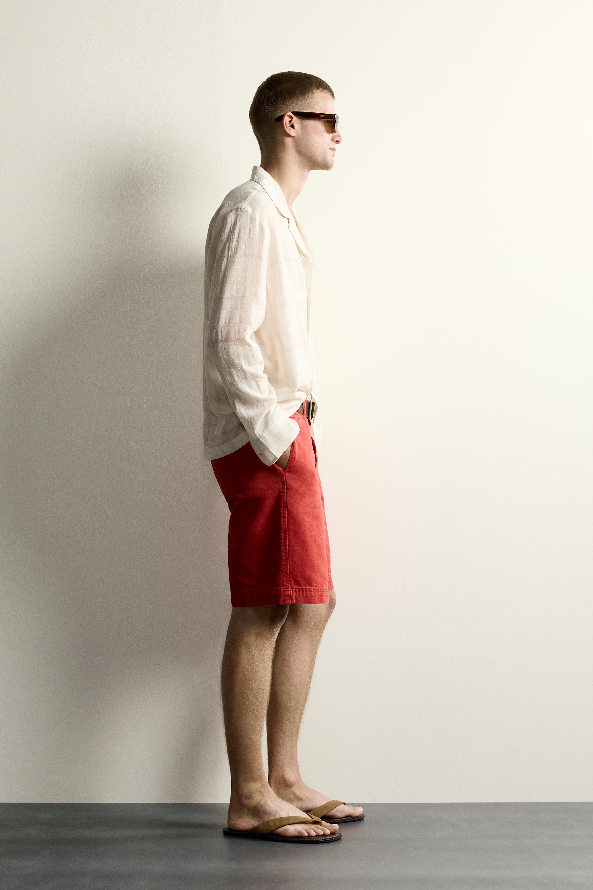 RELAXED FIT COTTON-LINEN JACQUARD SHIRT