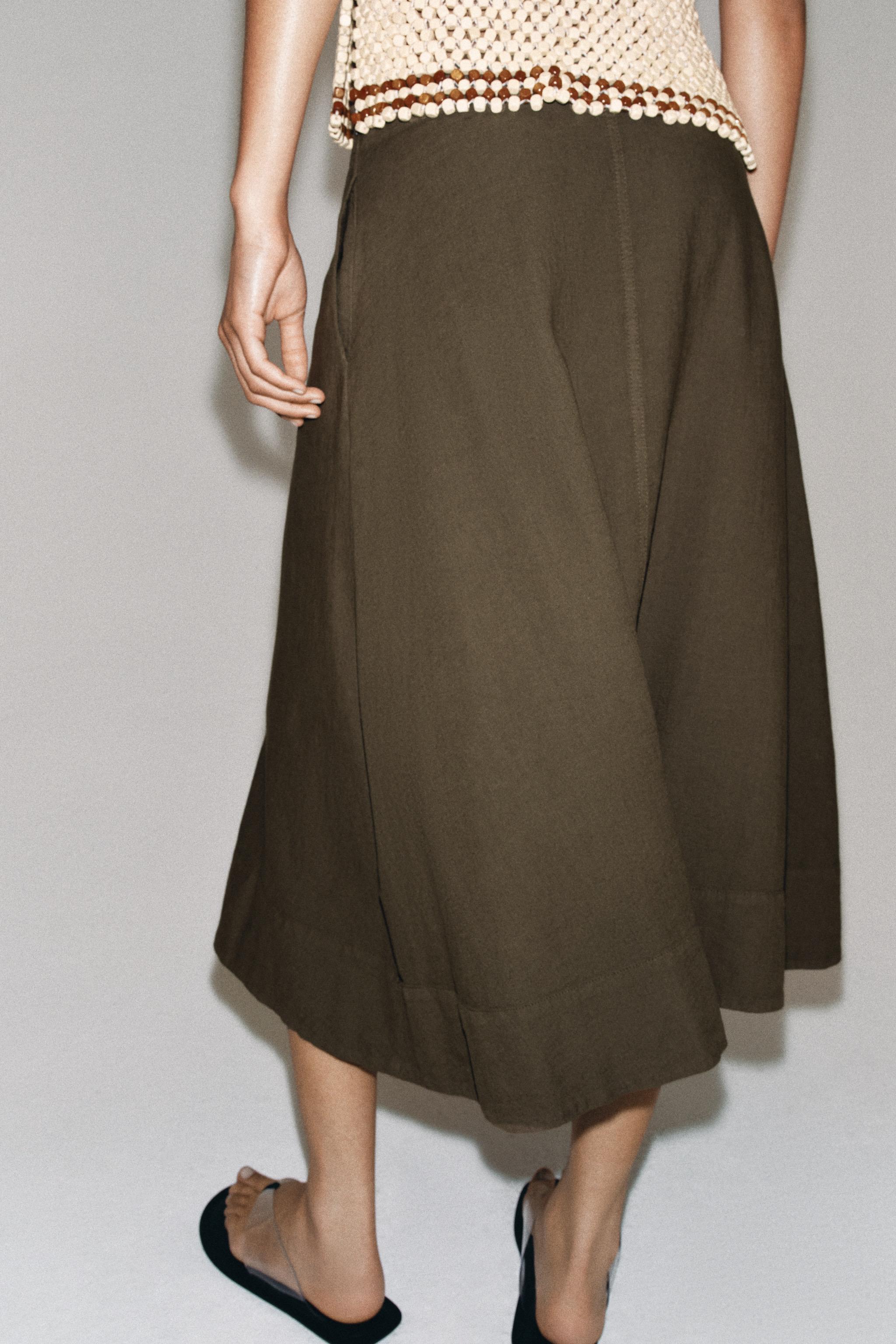 ZW COLLECTION LINEN BLEND MIDI SKIRT