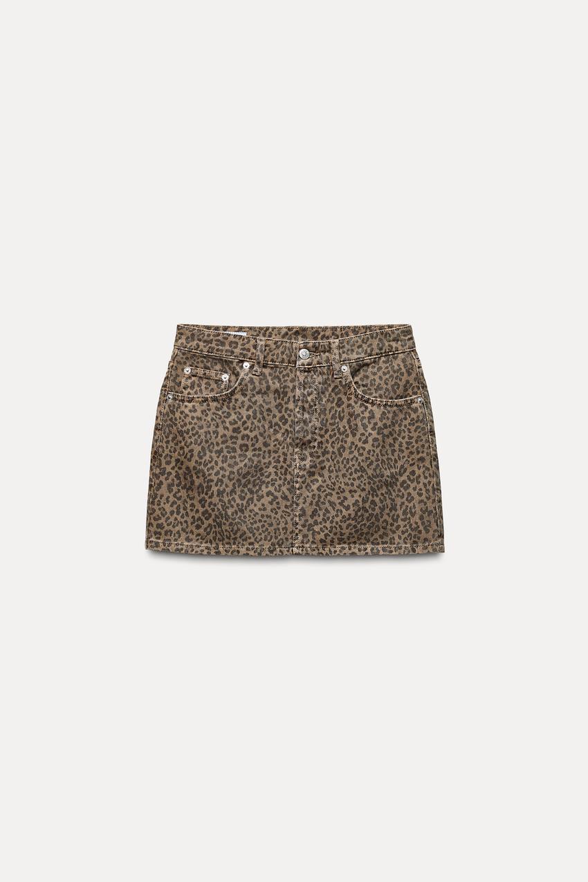 ANIMAL PRINT TRF DENIM SKIRT - Leopard | ZARA United States