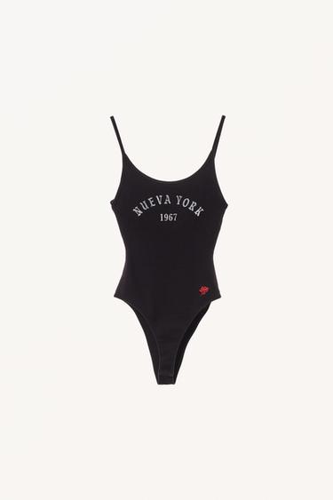 BODYSUIT WITH FRONT SLOGAN WILLY CHAVARRIA X ZARA - Black by Zara