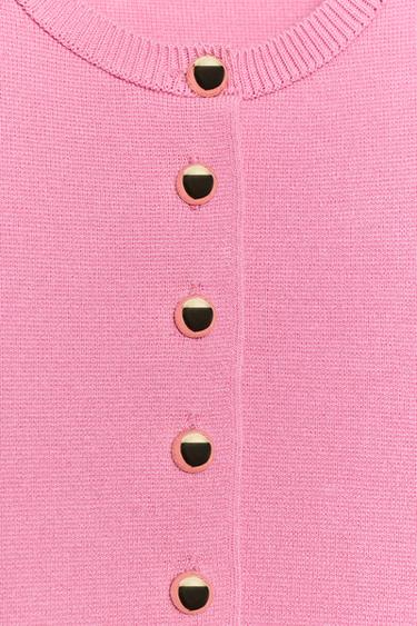GILET EN MAILLE MANCHES COURTES - Rose de Zara - Image 7