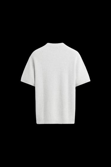 Zara PURL KNIT T-SHIRT - Gray marl
