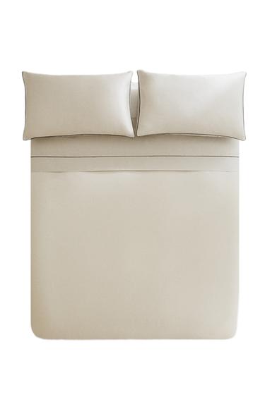 SATEEN DUVET COVER WITH PIPING - Light grey by Zara