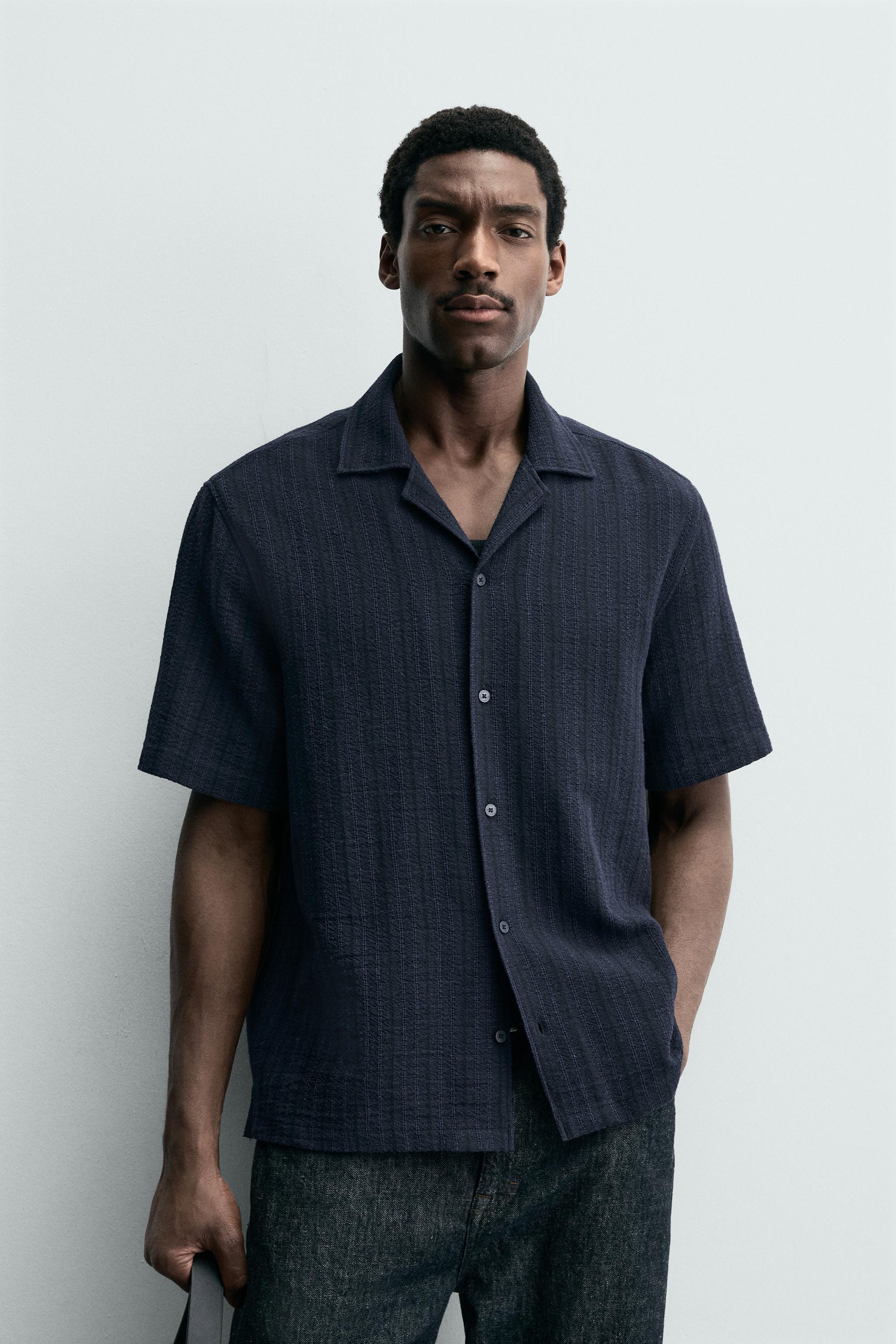GEOMETRIC JACQUARD SHIRT - Navy blue | ZARA United States