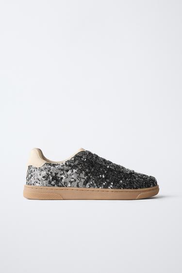 ŠPORTNI ČEVLJI Z GUMIJASTIM PODPLATOM IN BLEŠČICAMI - Srebro od Zare