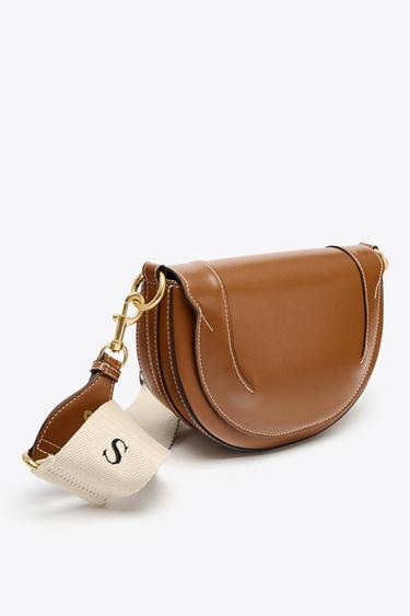 CANVAS STITCH DETAIL CROSSBODY BAG - Dark tan by Zara - Image 1