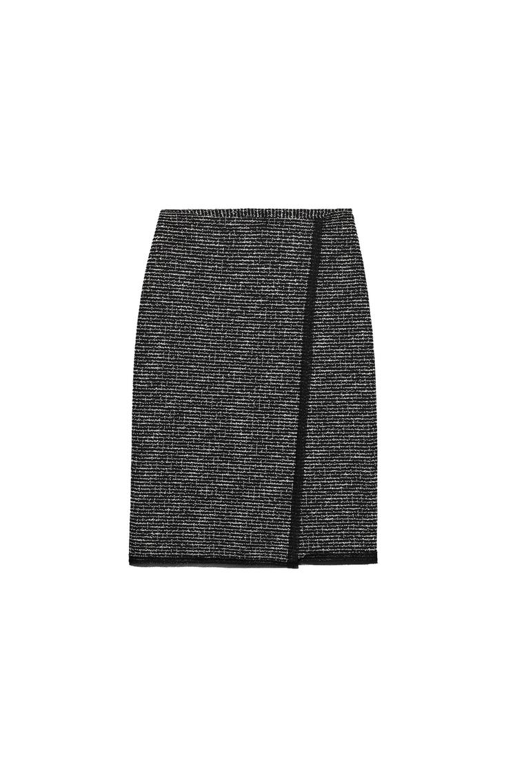 TEXTURED COMBINED MIDI SKIRT