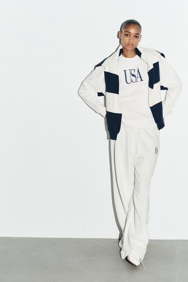 COTTON SLOGAN SWEATSHIRT - råhvid fra Zara - Billede 0