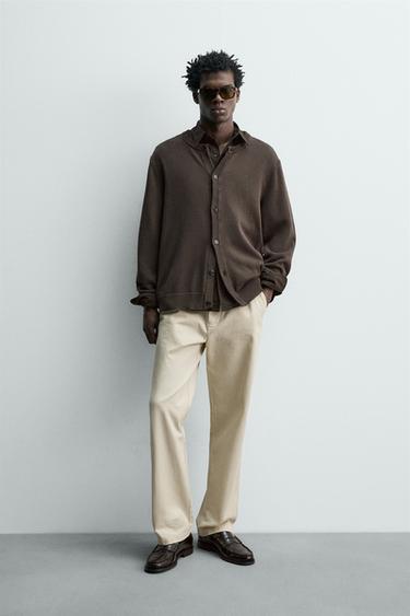 REGULAR FIT COTTON CARDIGAN - Brown by Zara