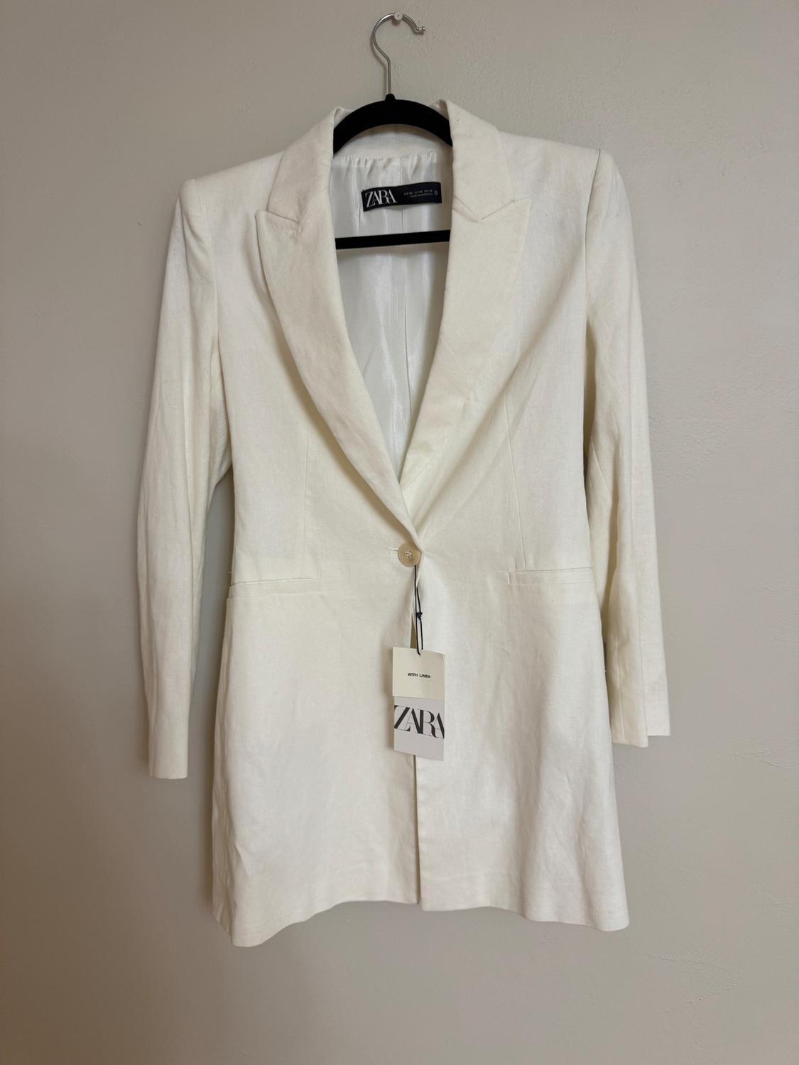TAILORED LINEN BLEND LONGLINE BLAZER - Image 5