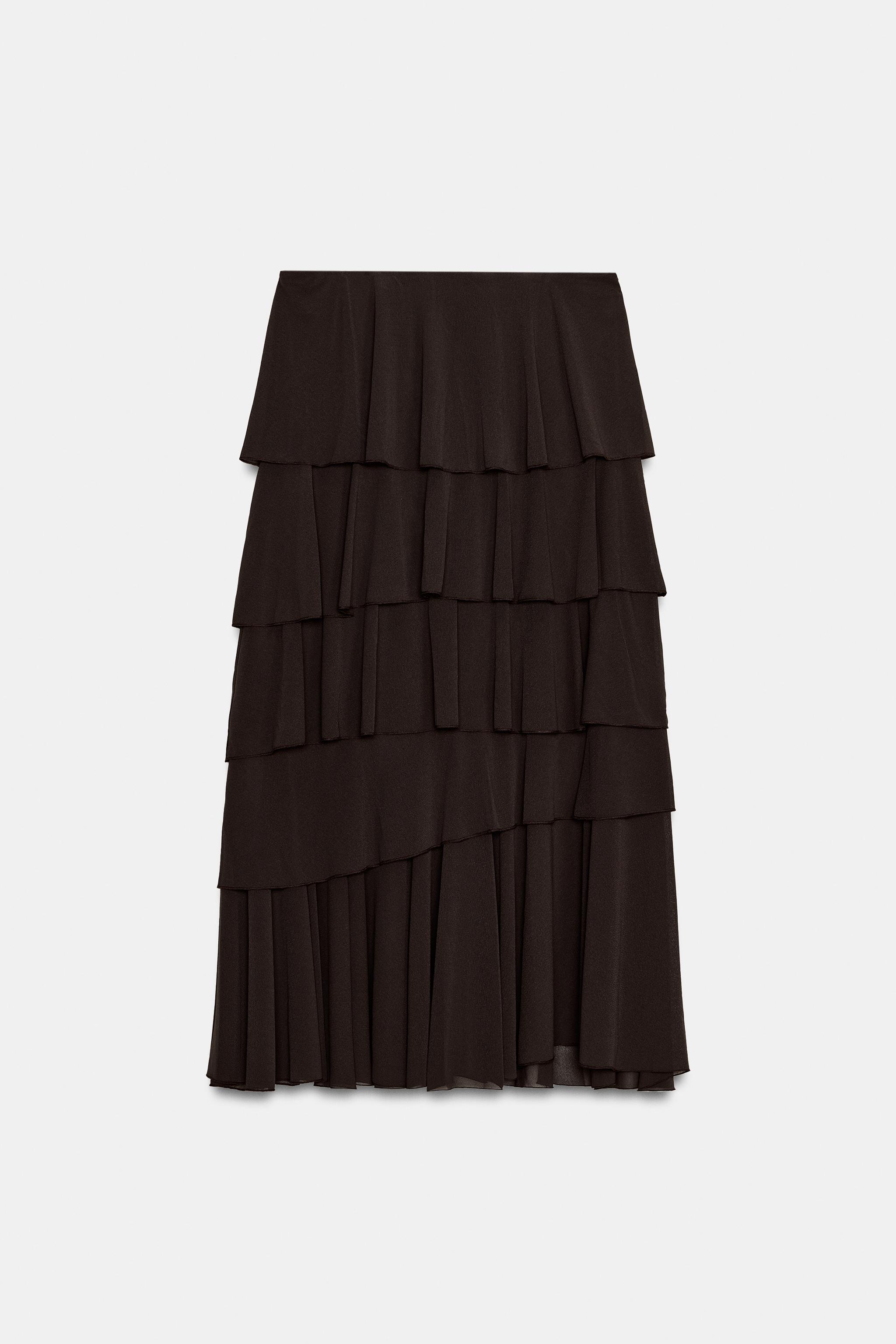 RUFFLED MIDI SKIRT