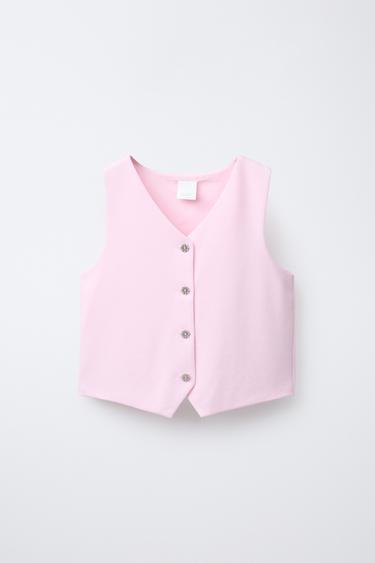 Zara JEWEL BUTTON VEST - Pink