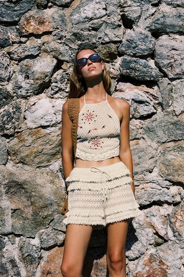 SHORTS كروشيه بكشكش - خَام by Zara