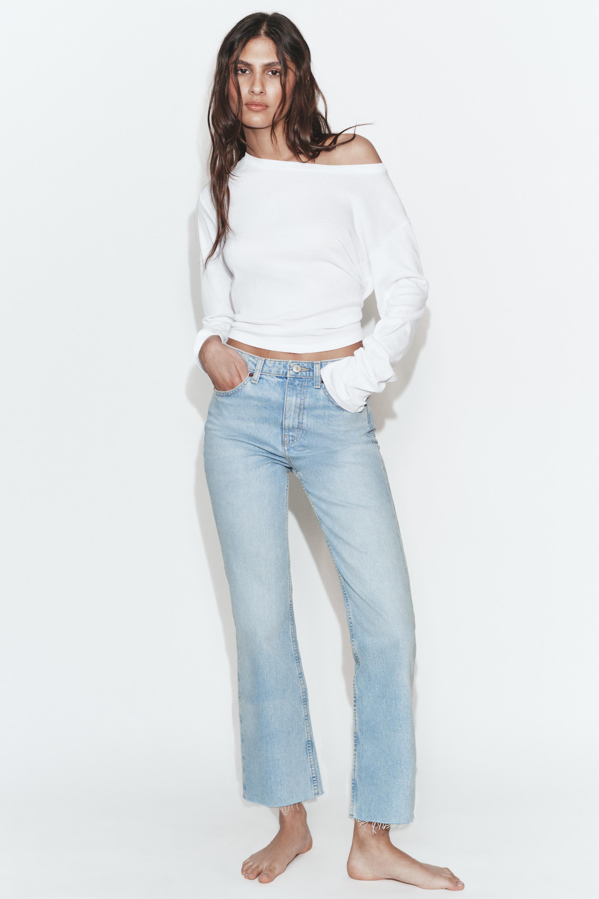 Женские джинсы Zara TRF HIGH-RISE CROPPED FLARE JEANS