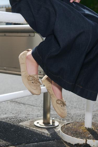 LACE-UP BALLERINAS - Sand Brown by Zara - Image 0