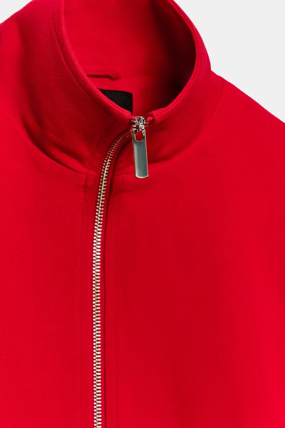 HIGH COLLAR BOMBER JACKET - Red by Zara - Image 9