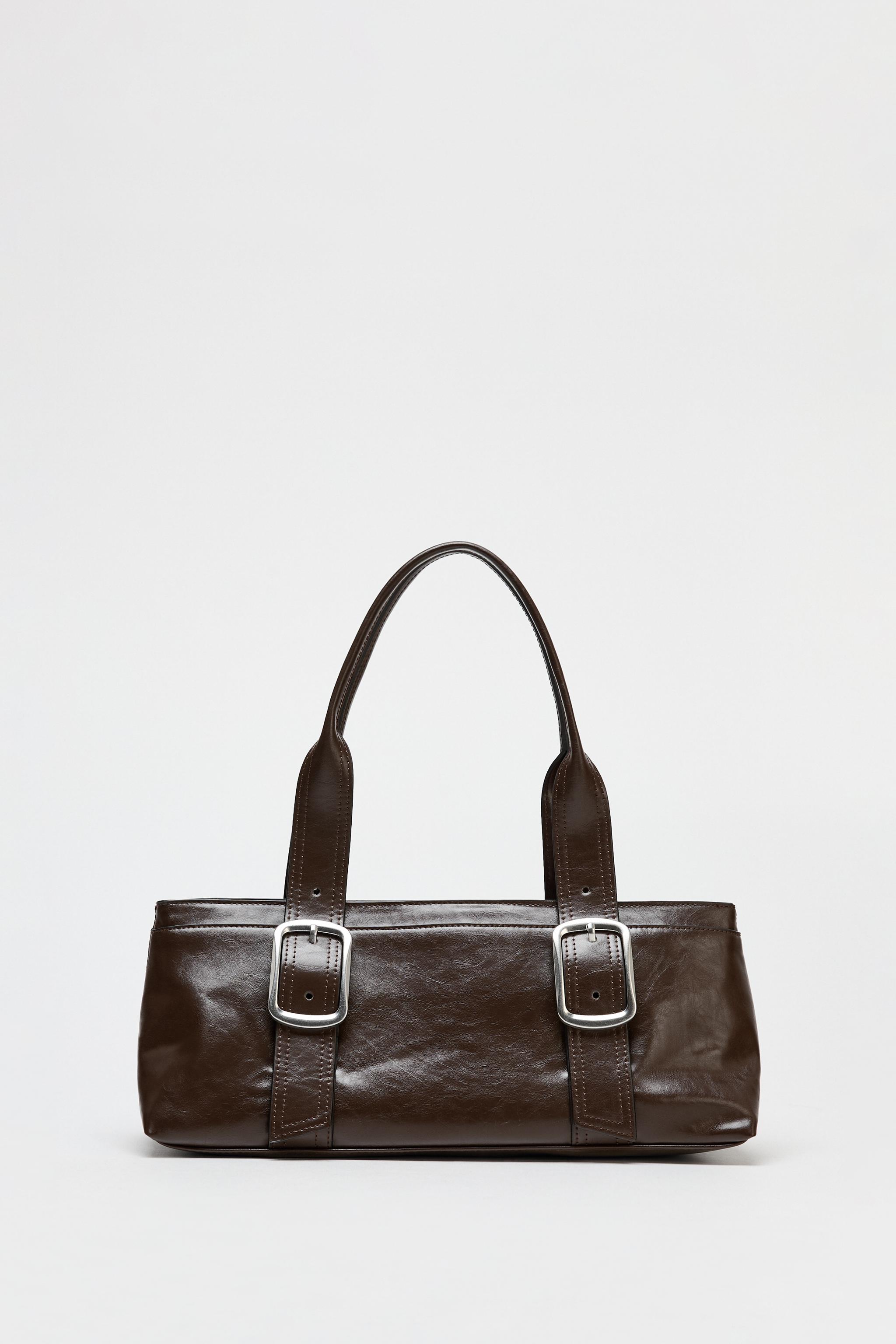 ☆ドイツ発*ZARA*新作*バックルシティバッグ/CHOCOLATE☆ ロングシティバッグ(バックル付き) - チョコレート | ZARA