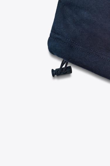 PANTALON EN MOLLETON BASIQUE DROIT À BORD RÉGLABLE - Bleu marine de Zara - Image 10