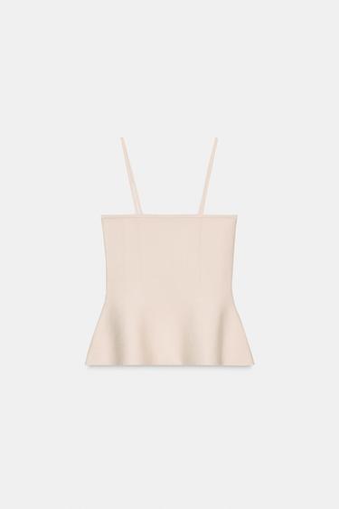 TOP PUNTO PEPLUM - Beige de Zara - Imagen 0