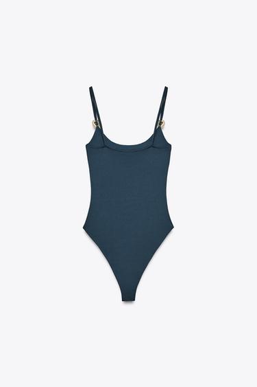 BODY POLYAMIDE COQUILLAGE - bleu marine de Zara - Image 5
