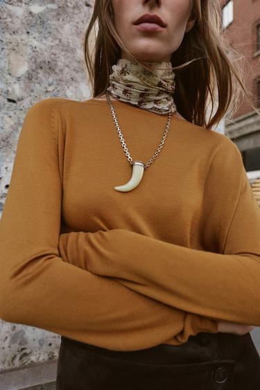 Zara FINE KNIT SWEATER - Mustard