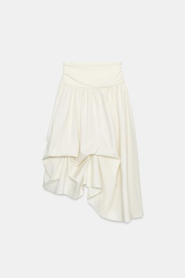 CONTRAST VOLUME SKIRT - Ecru by Zara - Image 3