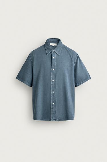 CHEMISE REGULAR FIT COTON - LIN - Bleu de Zara