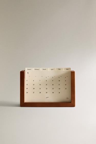 WOODEN FRAME TABLE CALENDAR - Brown by Zara - Image 0