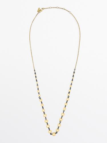 Zara Chain necklace with beads - Golden