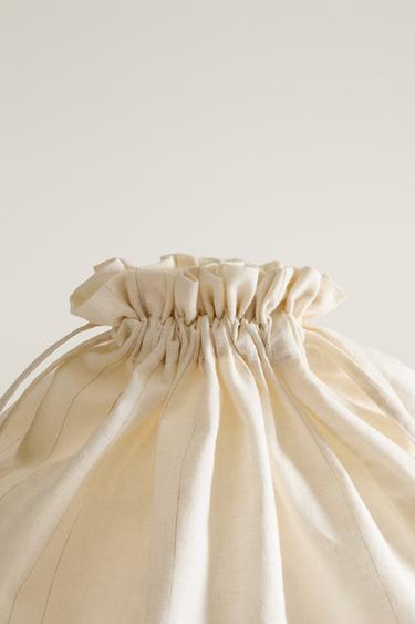 LINEN AND COTTON LAUNDRY BAG — Light beige 2