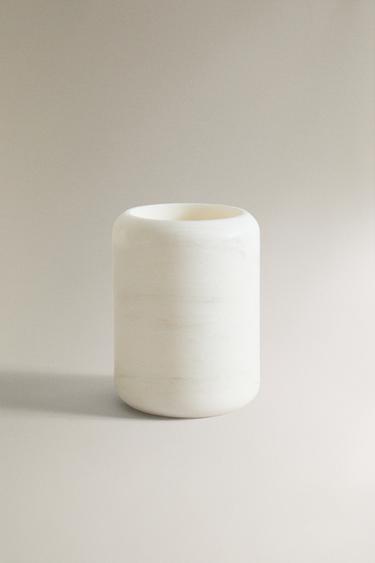 WHITE MARBLE BATHROOM TUMBLER — white 1