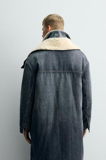 DENIM COAT WITH CONTRAST FAUX SHEARLING X SR_A - Mid-blue by Zara - Image 2