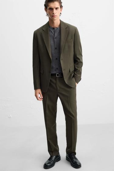 КОСТЮМНЫЕ БРЮКИ ИЗ РЕЛЬЕФНОЙ ТКАНИ — ЦВЕТ МХА от Zara — изображение 0