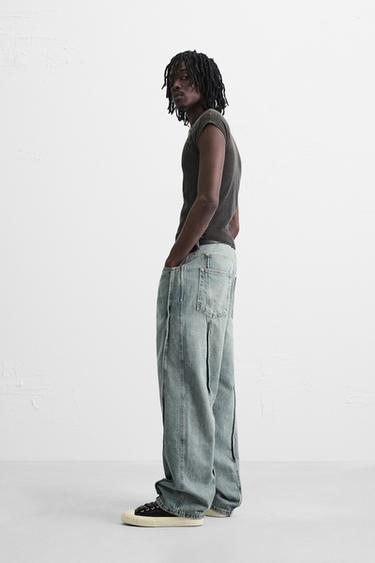 SEAMED BAGGY FIT JEANS - Blue / Green by Zara - Image 3