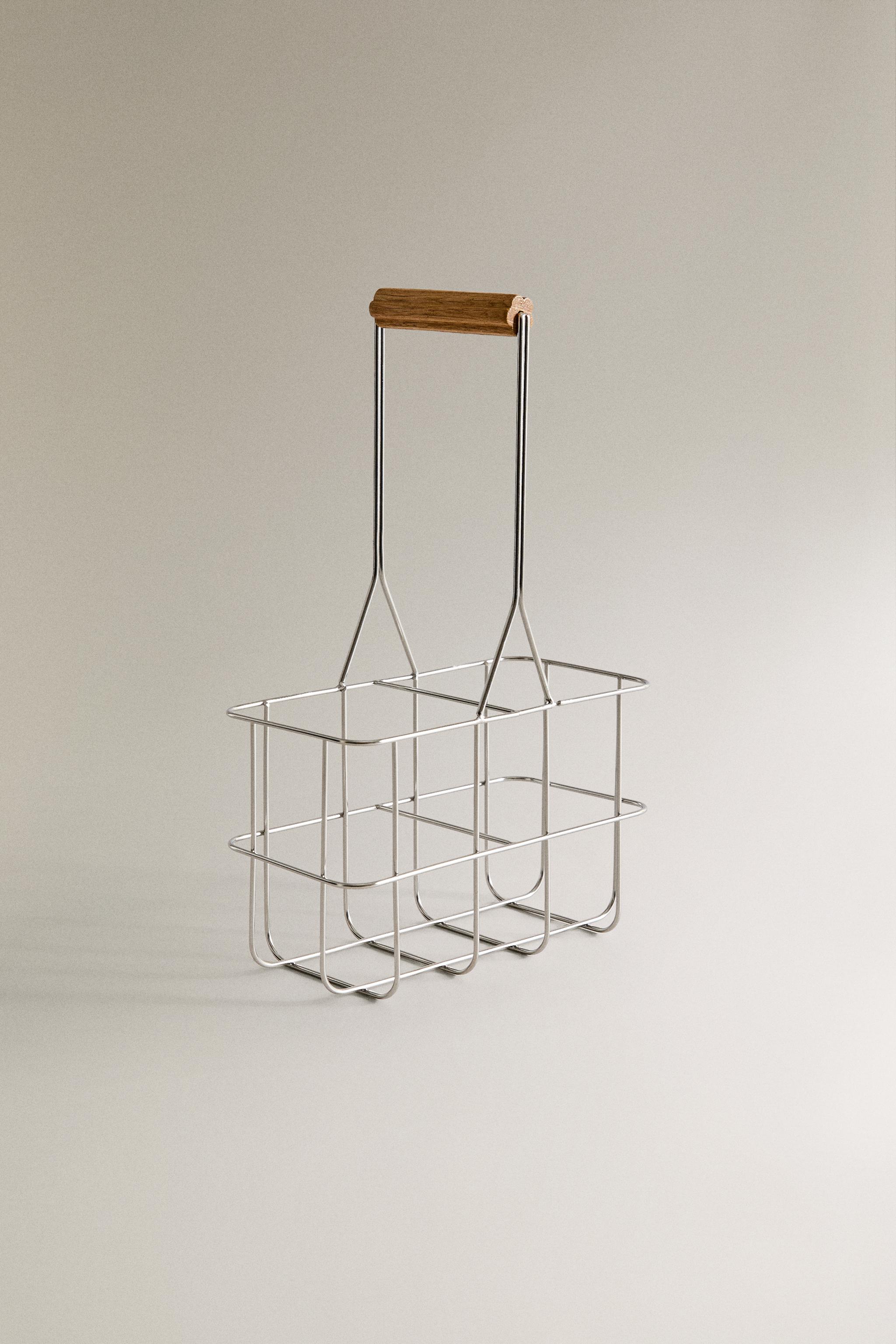 PANIER MÉTALLIQUE POIGNÉE EN BOIS